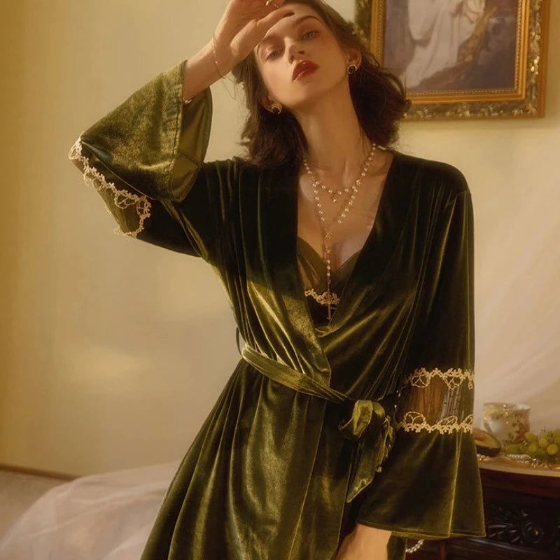French Sexy Velvet Robe  Risette