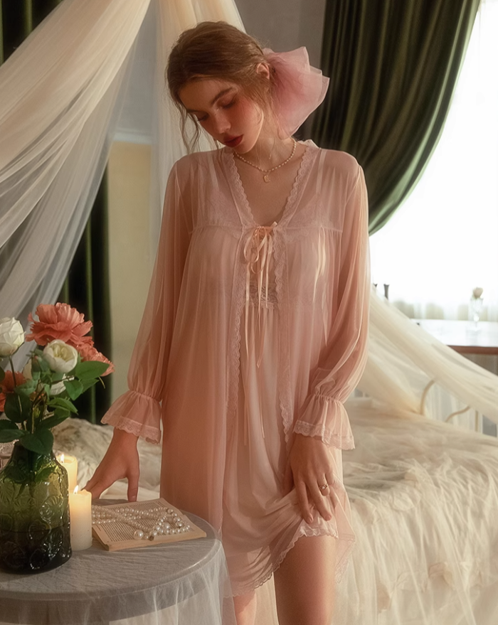 Pink lace clearance nightgown