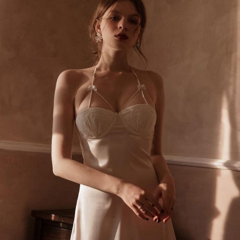 Women Sexy Lingerie Strap White Satin Slip Dress - Lingerie Slip Dress Risette Women Sexy Lingerie Strap White Satin Slip Dress - Lingerie Slip Dress Risette