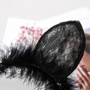 Sexy Underwear Accessories Cat Girl Ears Black and White Two Color Lace Perspective Temptation Cute Headdress Hairpin