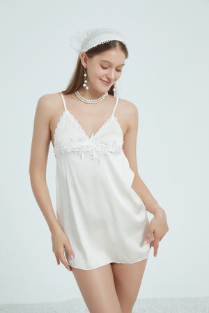 Ivory Grace Satin and Lace Nightgown