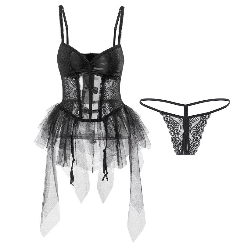 Black Burlesque Sexy Corset Vintage style Lingerie - Risette 