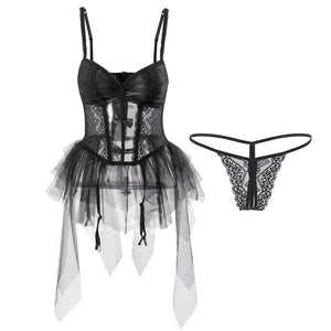 Black Burlesque Sexy Corset Vintage style Lingerie - Risette 