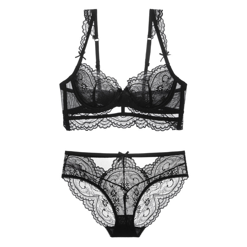 Black See through Ultra-thin Lingerie Set - Risette 