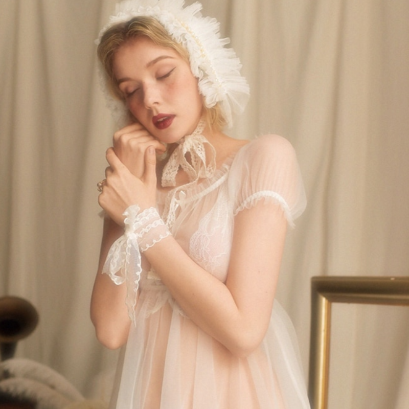 Black White Night Dress Babydoll Transparent Ruffles - Risette 