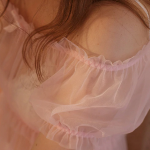 Black White Night Dress Babydoll Transparent Ruffles - Risette 