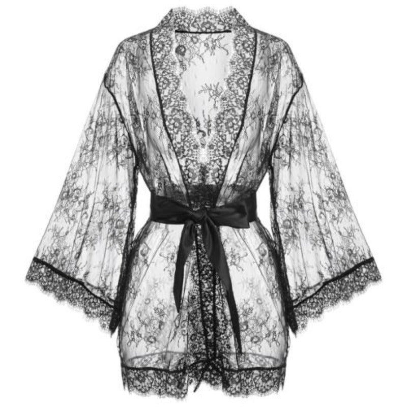 Black White Seductive Robe - Risette 