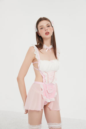 Candy Blush Ruffle Corset Set - Risette 