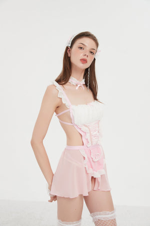 Candy Blush Ruffle Corset Set - Risette 