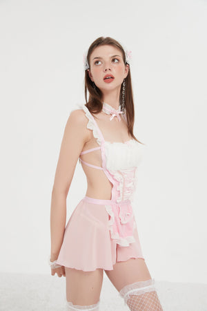 Candy Blush Ruffle Corset Set - Risette 