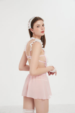Candy Blush Ruffle Corset Set - Risette 