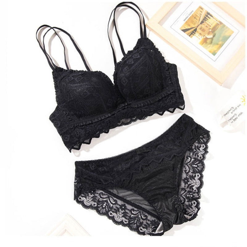 Classic Charm Lace Lingerie Set - Brown - Risette 