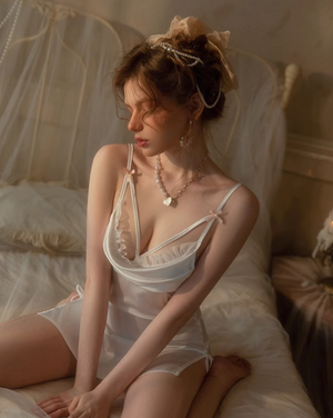 Elegant Lace Spaghetti Slip Dress Lingerie - Risette 
