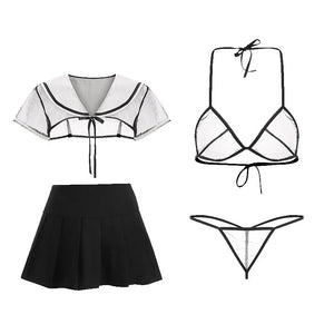 Erotic See Through Top with Black Skirt Sailor Moon Lingerie - Risette 