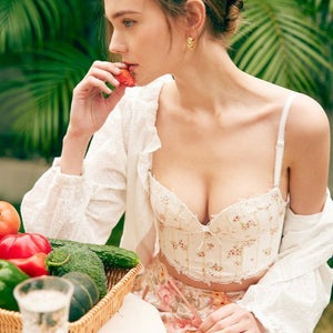 Floral Corset Lace Bralette Lingerie Set - Risette 