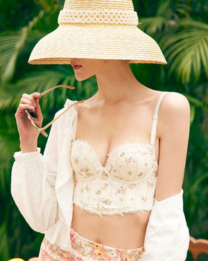 Floral Corset Lace Bralette Lingerie Set - Risette 