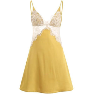 Floral Daisy Yellow Silky Nightdress - Risette 
