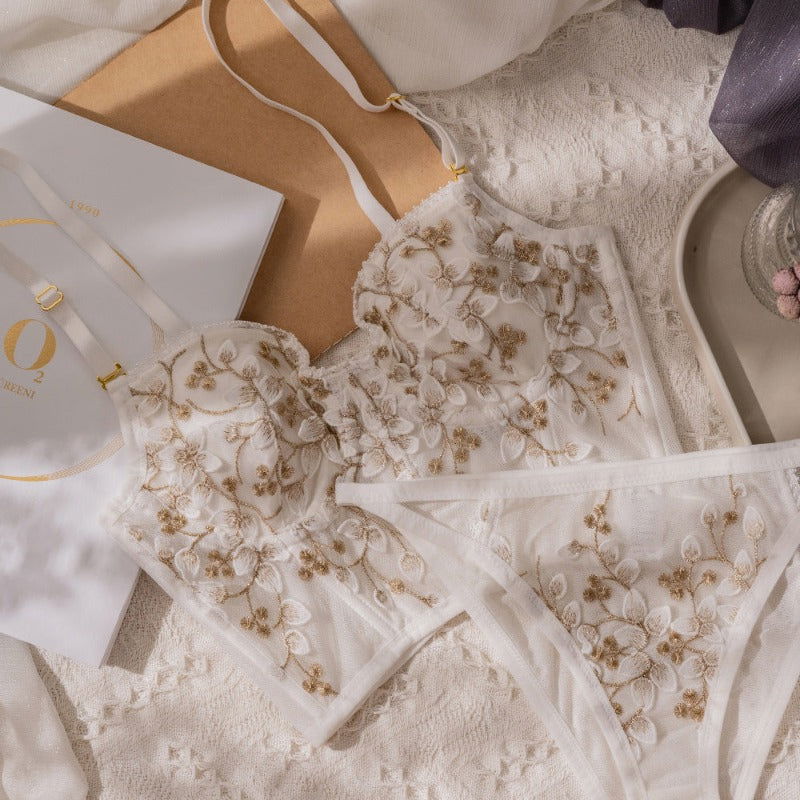Floral Embroidered Lace Corset Top with Fine Strap Details - Risette 