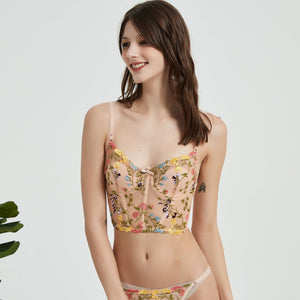 Floral Lace Embroidered Corset Set - Risette 