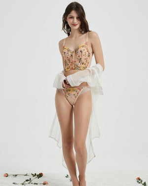 Floral Lace Embroidered Corset Set - Risette 