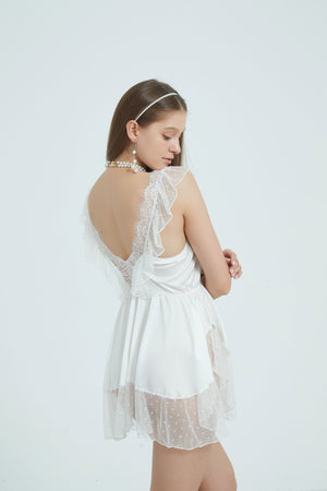 Girly Girl Lace Mesh White Bodysuit - Risette 