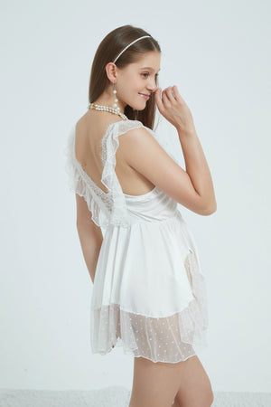 Girly Girl Lace Mesh White Bodysuit - Risette 