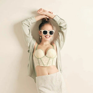 Green Corset Top Lace Lingerie Set - Risette 