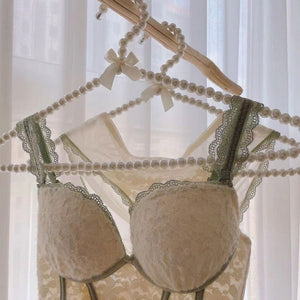 Green Corset Top Lace Lingerie Set - Risette 