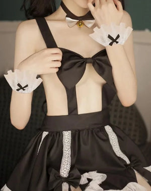 Sexy Maid Apron Uniform Ribbon Bra Temptation