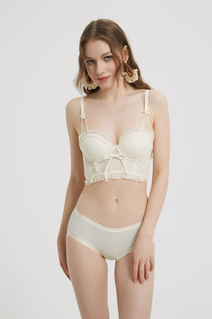 Ivory Elegance Lace-Trimmed Bustier and Panty Set - Risette 