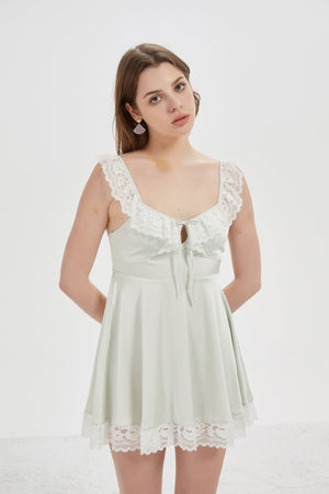 Ivory Satin Chemise with Delicate Lace Trim - Risette 