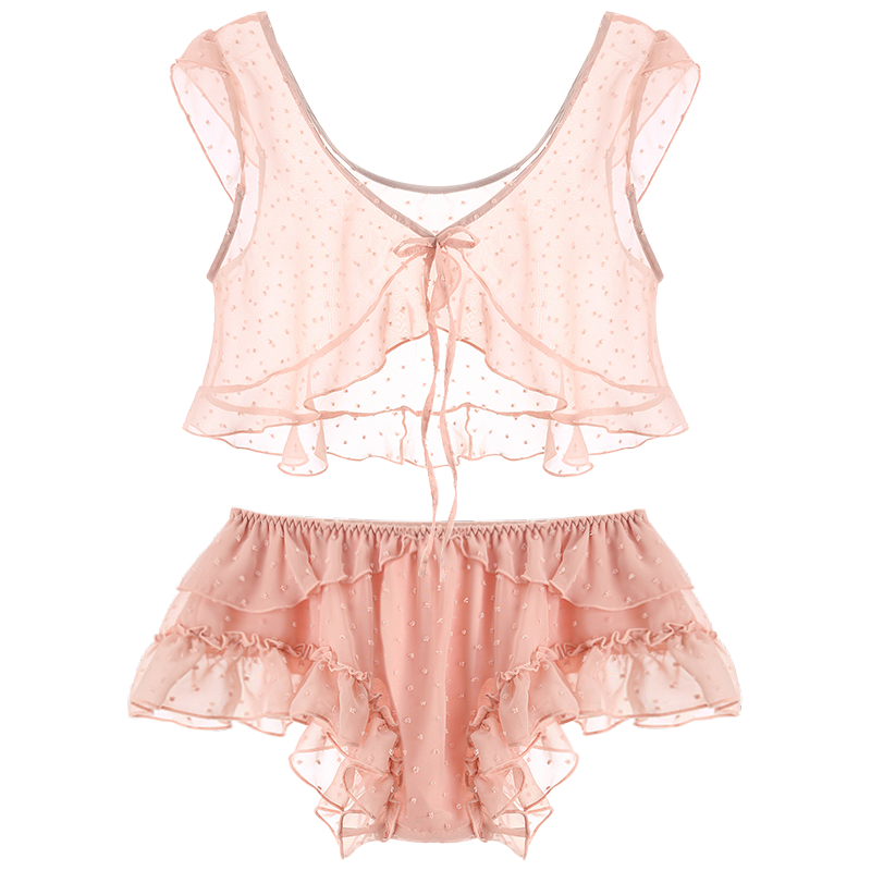 Lace Dot Kawaii Sexy Two Piece Set Lingerie - Risette 