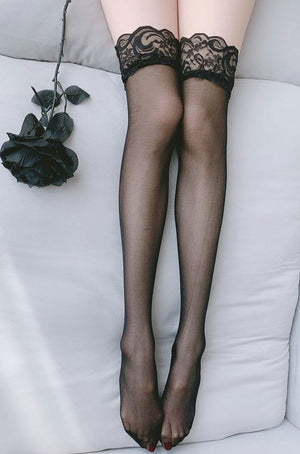 Lace Stocking Black and White Tights - Risette 
