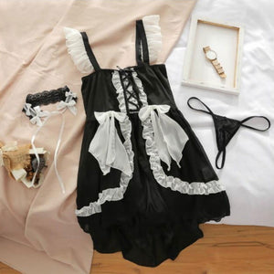 Lolita Kawaii sexy Maid Babydoll Choker Lace Nightdress - Risette 