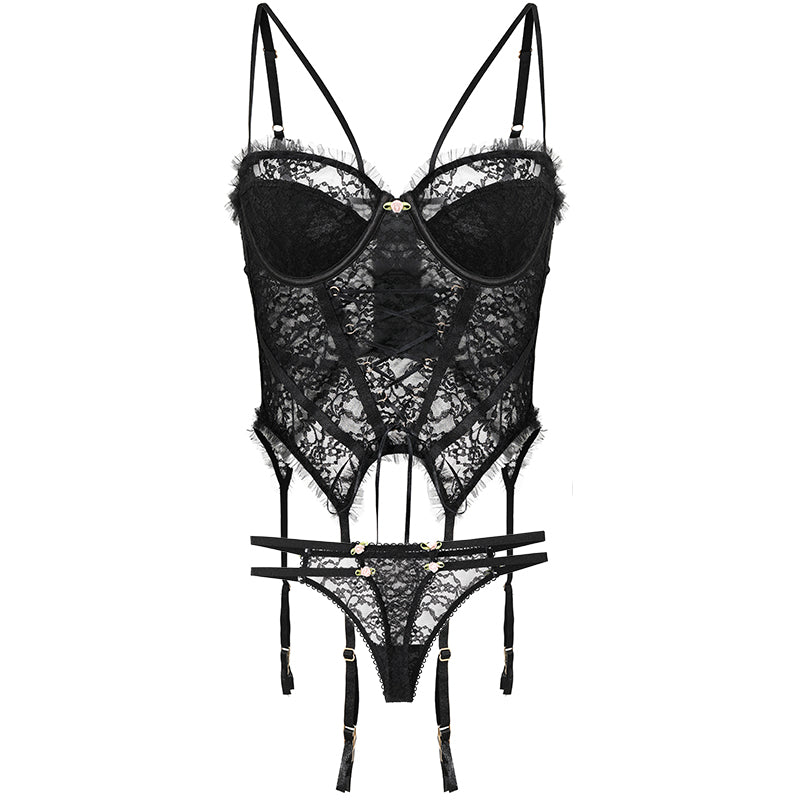 Lolita Lace up Corset Floral Lingerie - Risette 