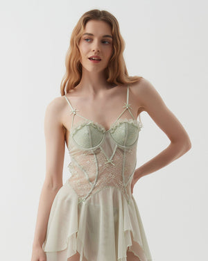 Mint Delicacy Mini Lingerie Dress - Risette 