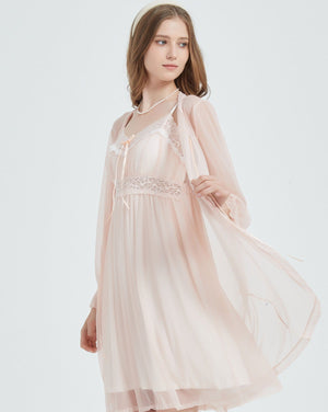 Peach Serenity Lace Nightgown - Risette 