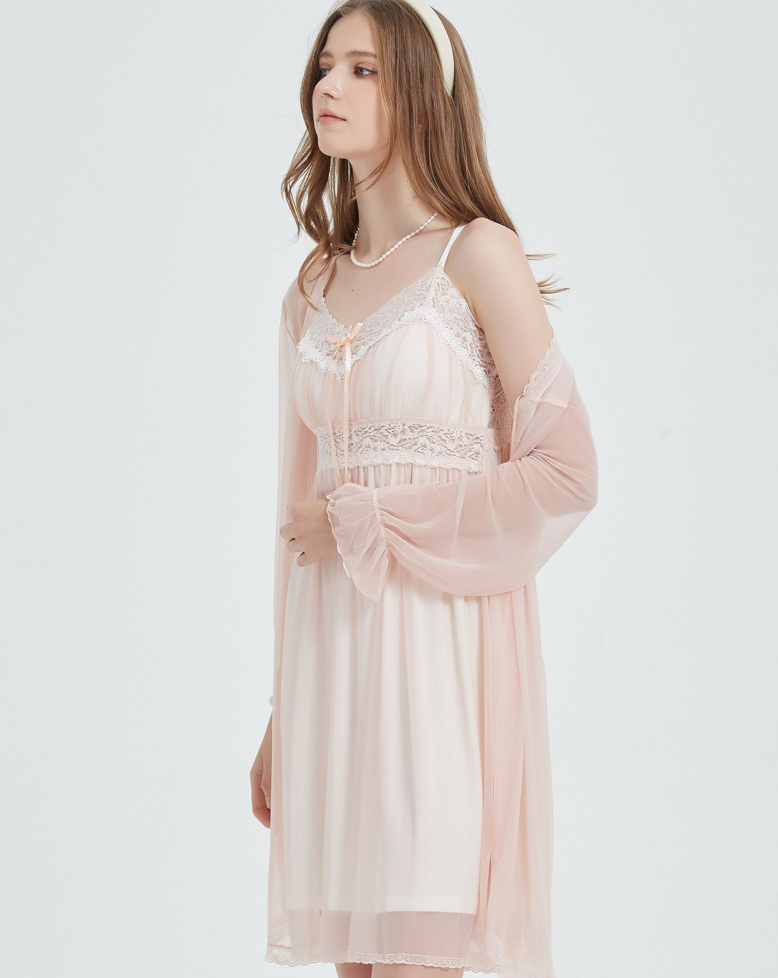 Peach Serenity Lace Nightgown - Risette 