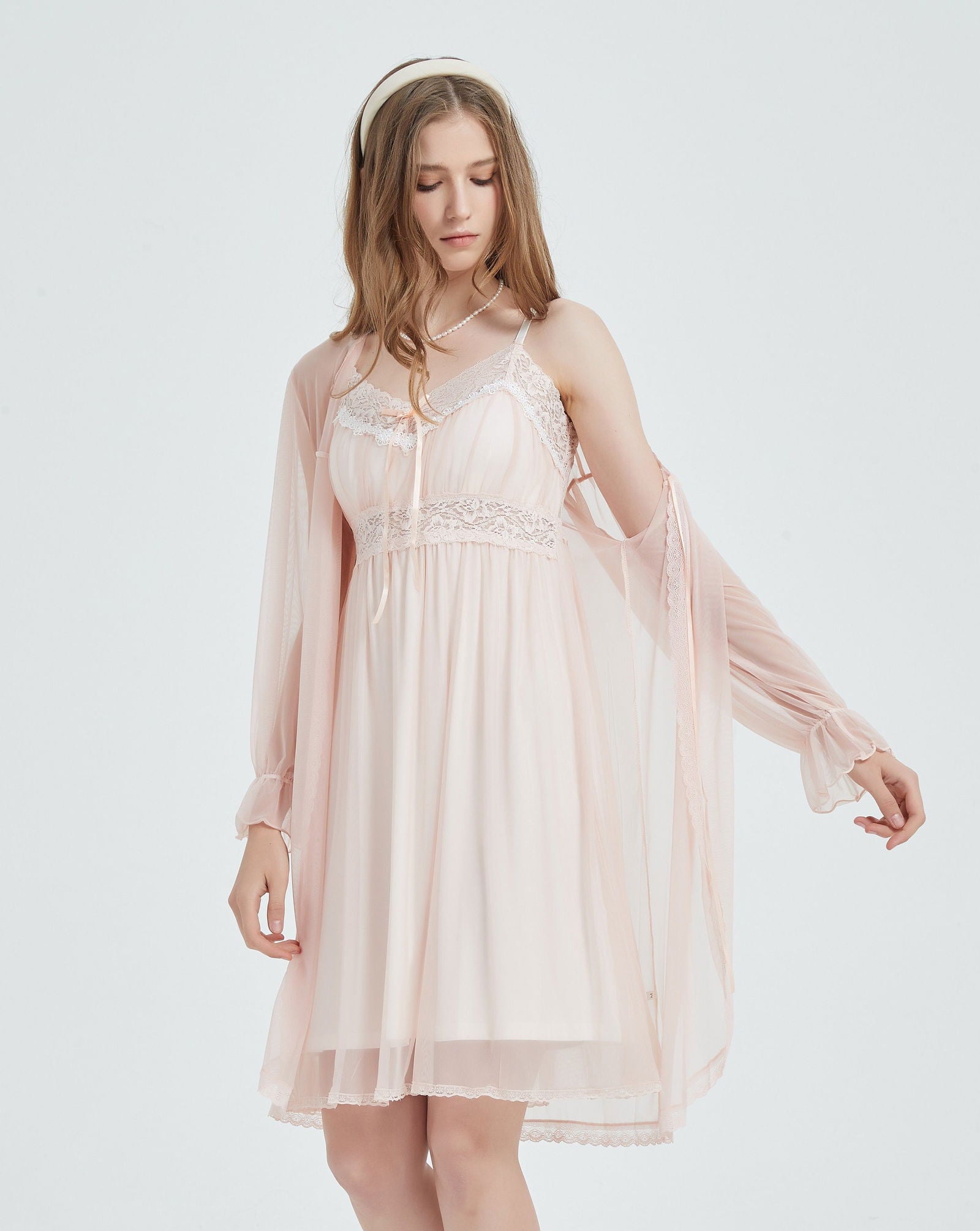 Peach Serenity Lace Nightgown - Risette 