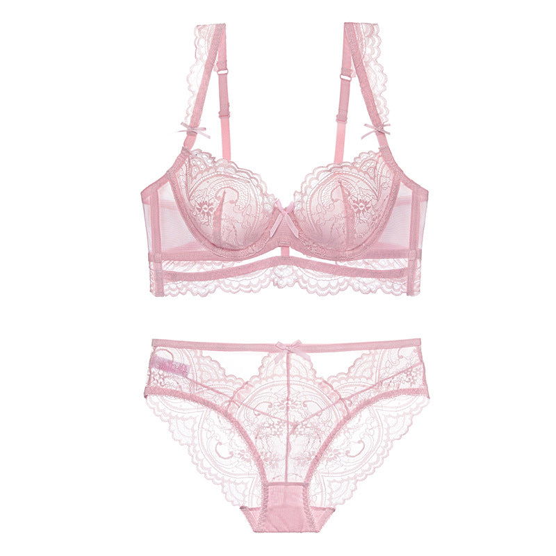 Pink See through Ultra-thin Lingerie Set - Risette 
