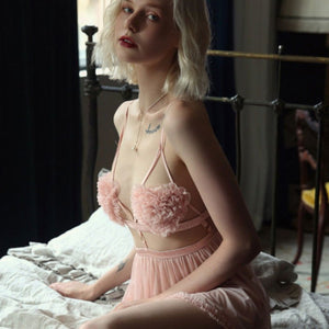 Pink Thin Sexy Backless Night Dress with Panty - Risette 