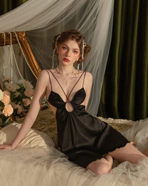 Lustrous Midnight Noir Elegance Nightgown
