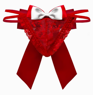 Scarlet Temptation Lace Bow Thong - Risette 