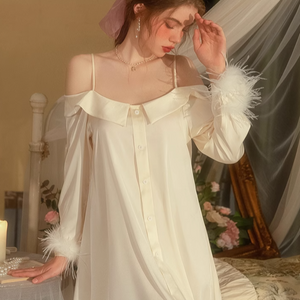 Cozy Off the shoulder Silk Nightdress Lingerie
