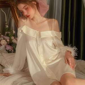 Cozy Off the shoulder Silk Nightdress Lingerie