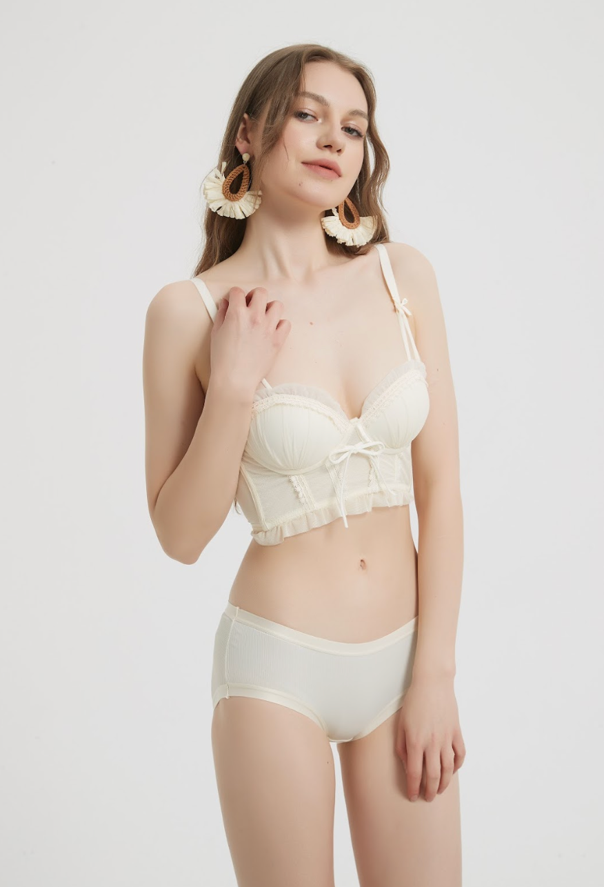 Ivory Elegance Lace-Trimmed Bustier and Panty Set