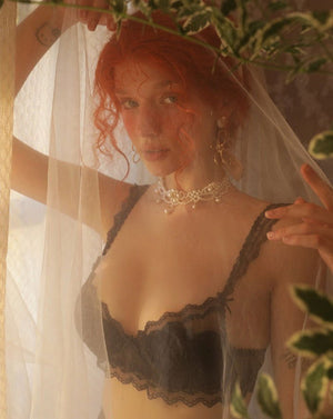 Sexy Bralette Lace See through Bra with Underwire lingerie set - Risette 