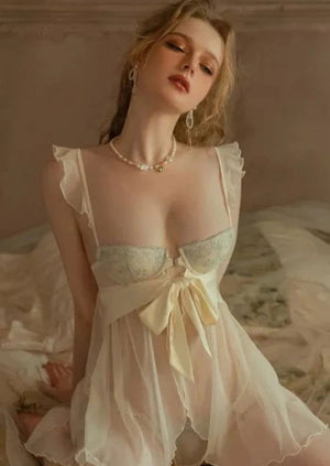 Sexy Green Cup See-through top with Bow detail Lingerie Nightwear - Risette 