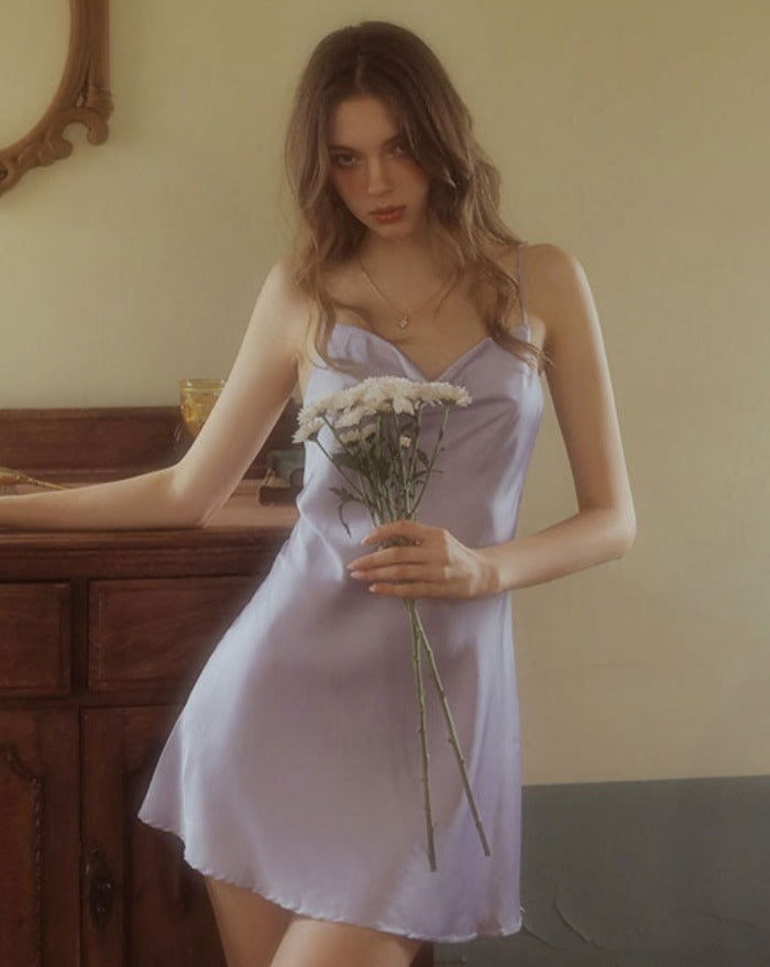 Violet Divine Silk Slip Dress - Risette 