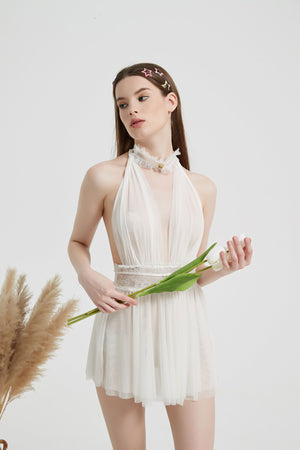 White Sexy Alluring Night Dress - Risette 